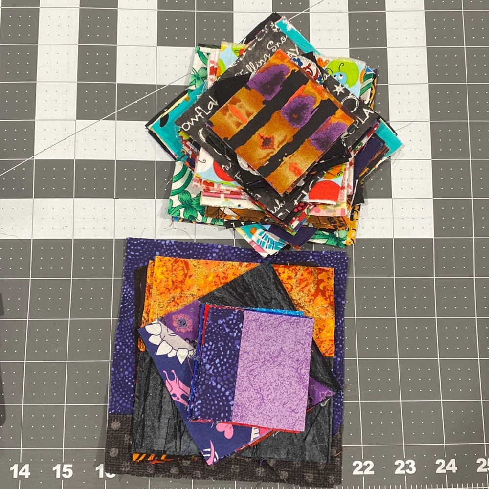 Precut fabric squares- crumb blocks and assorted prints